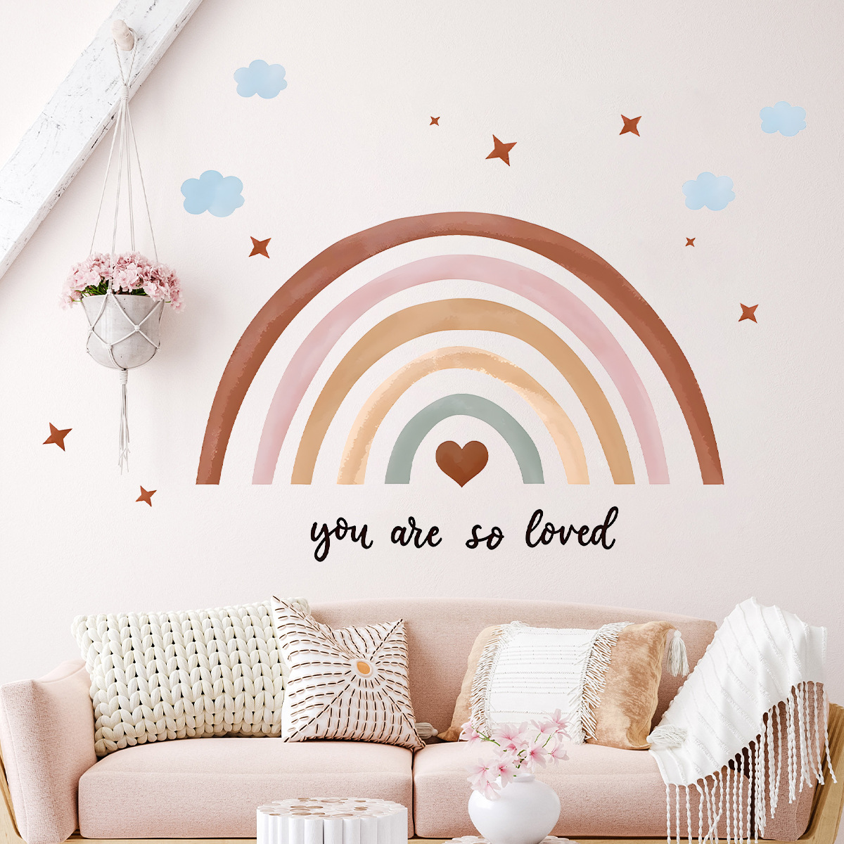 Boho Rainbow Wall Sticker Peel - Baby Nursery Wallpaper Girl review and price