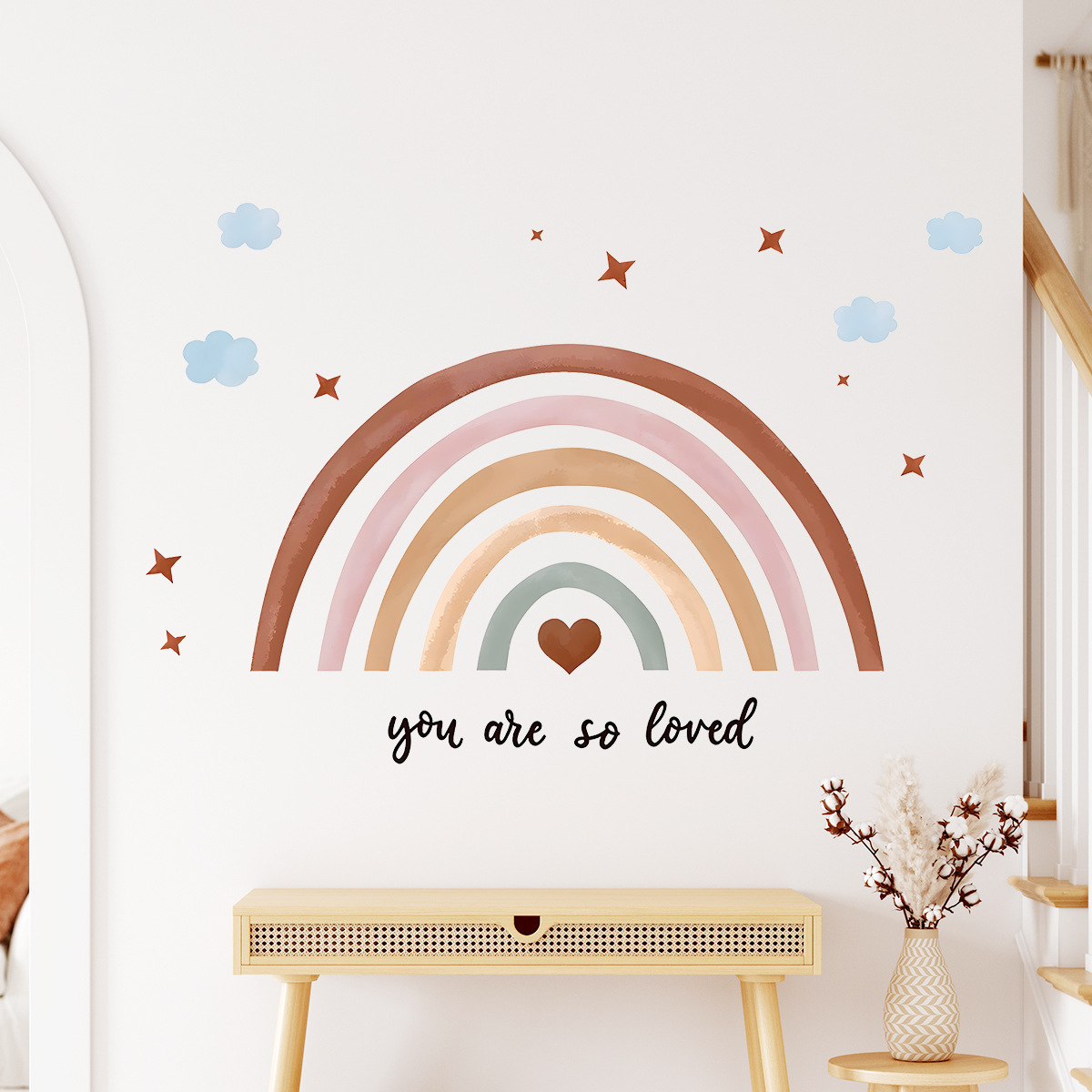 Boho Rainbow Wall Sticker Peel - Baby Nursery Wallpaper Girl review and price