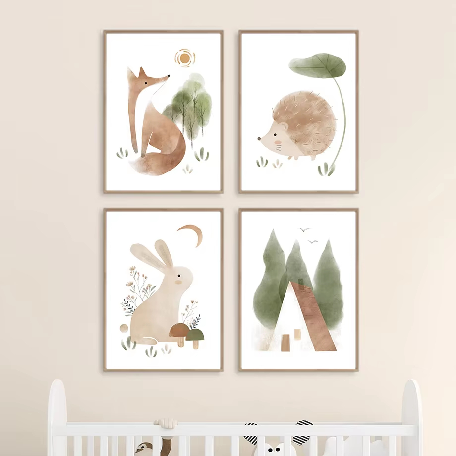 Boho Rabbit Fox Hedgehog Bird  - Baby Nursery Mirror review and price