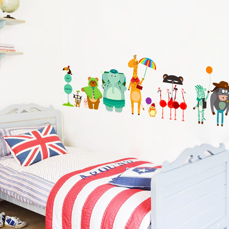 Cartoon Zoo Bus Station Wall S - Baby Zoo Nursery review and price
