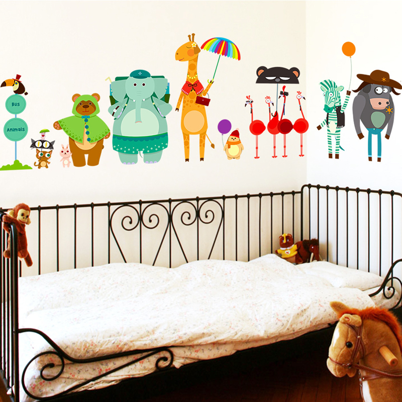 Cartoon Zoo Bus Station Wall S - Baby Zoo Nursery review and price