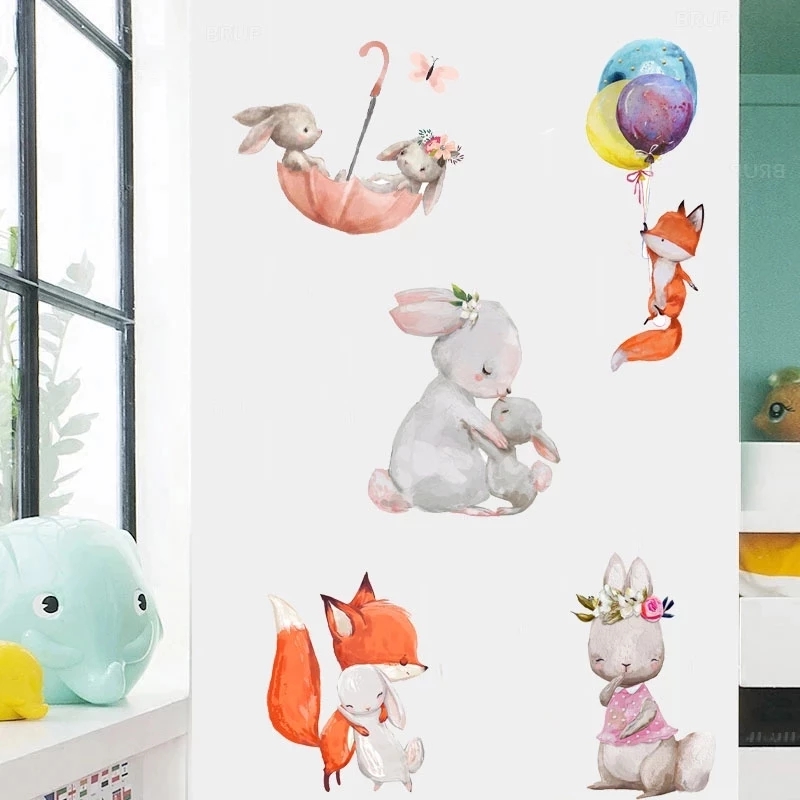 Cute Bunny Bear Star Wall Stic - Baby Nursery Wallpaper Girl review and price