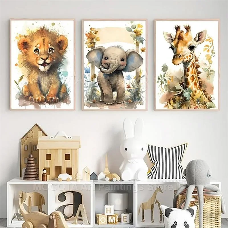 Watercolor Lion Giraffe Tiger  - Animals Baby Nursery review and price