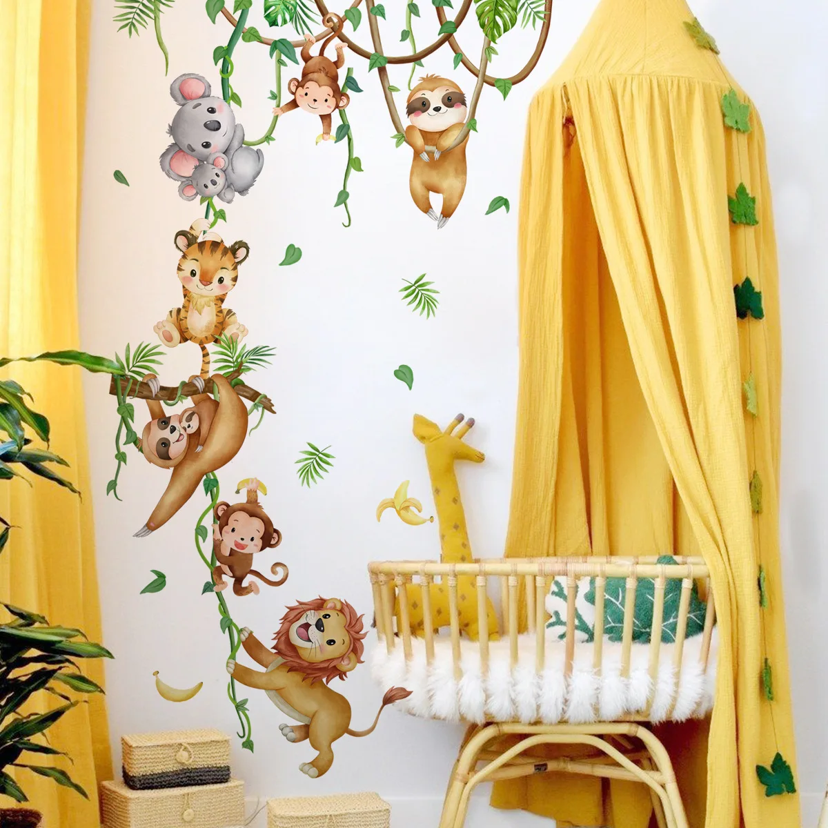 Forest Animal Lion Sloth Monke - Baby Nursery Wallpaper Girl review and price