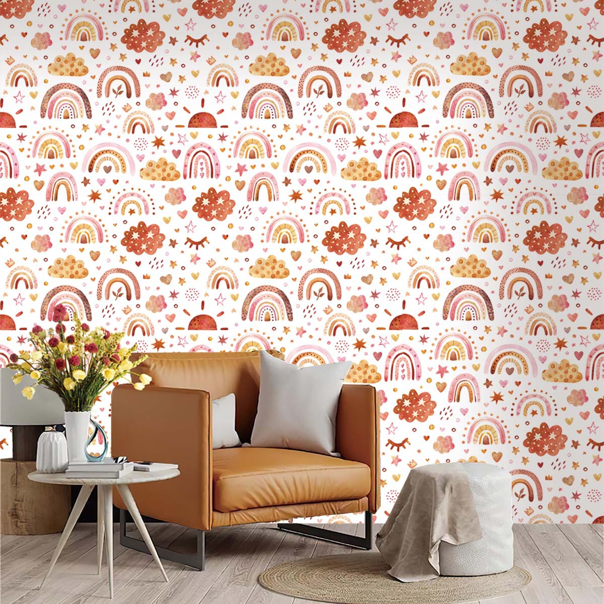 Boho Rainbow Kids Stick and Pe - Baby Nursery Wallpaper Girl review and price