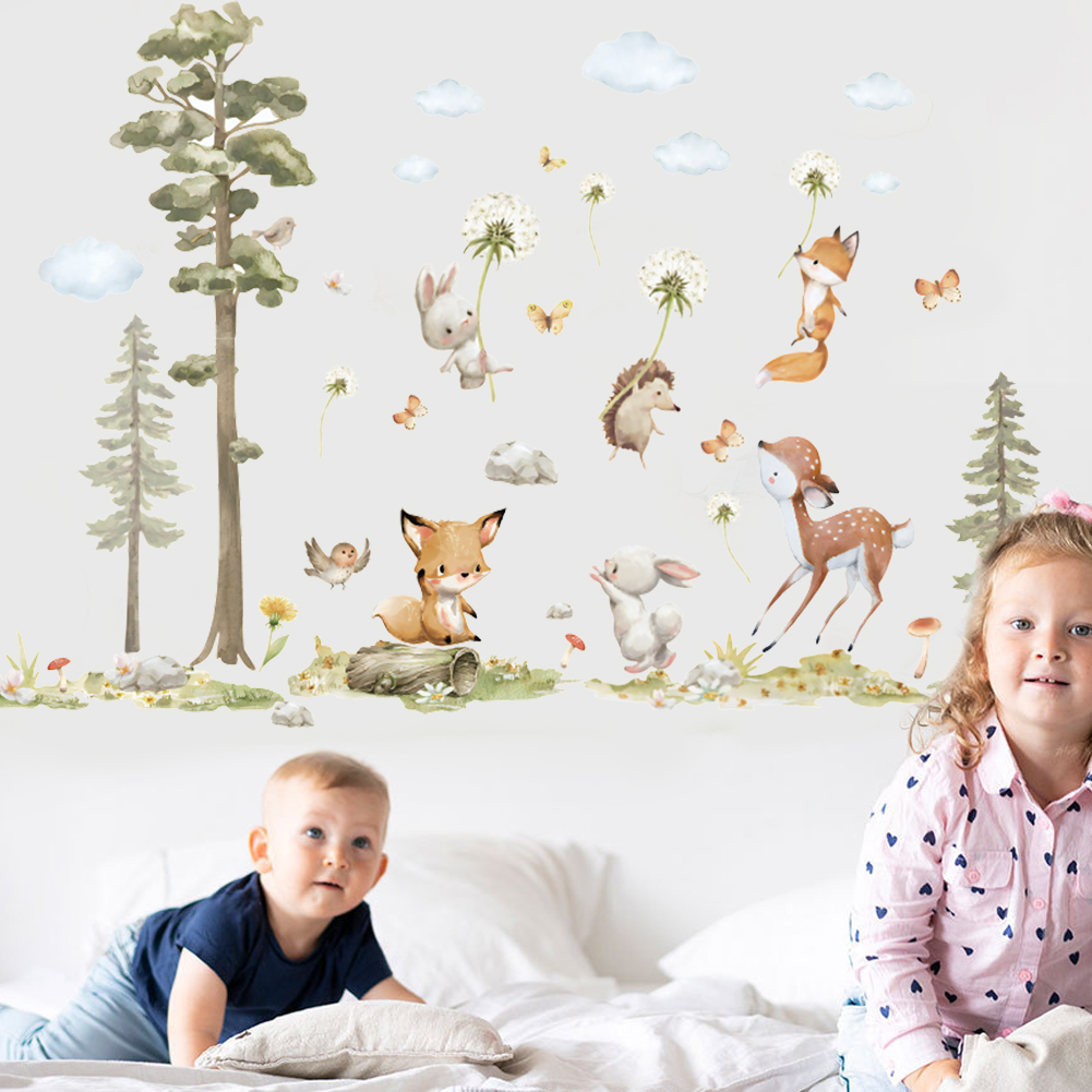 Cute Forest Animals Wall Stick - Baby Nursery Wallpaper Girl review and price