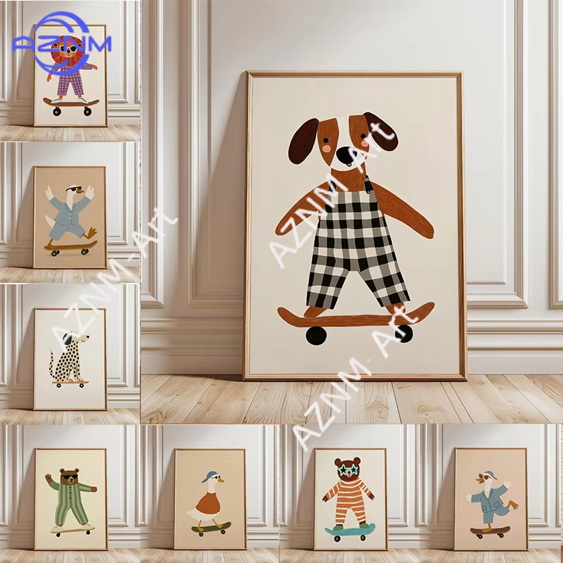1PC Funny Animal Skateboarding - Animals Baby Nursery review and price