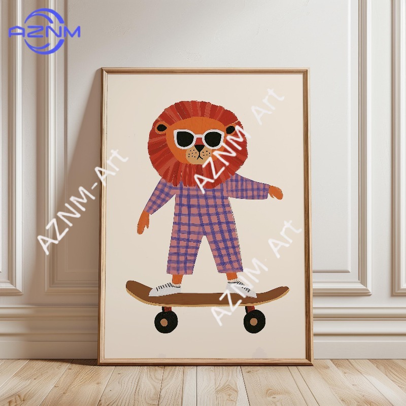1PC Funny Animal Skateboarding - Animals Baby Nursery review and price