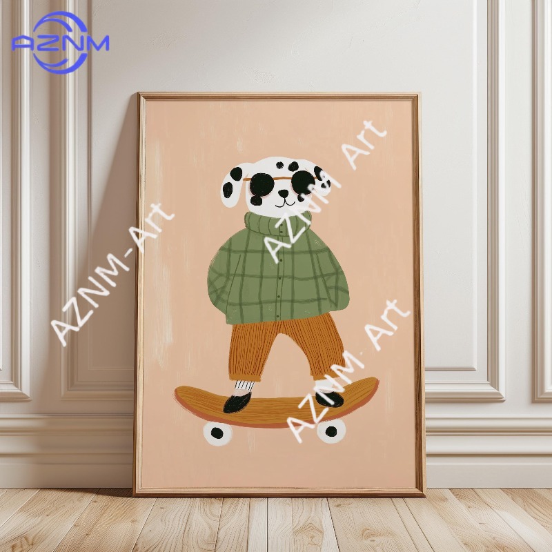 1PC Funny Animal Skateboarding - Animals Baby Nursery review and price