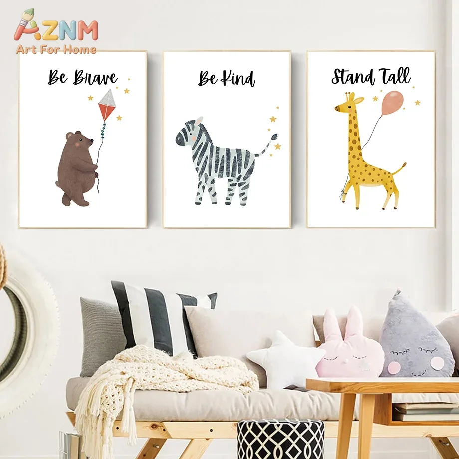 AZNM Be Brave Kind Stand Tall  - Animals Baby Nursery review and price